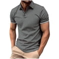 thumbnail image 1 of Birdeem Mode Hommes Décontracté Coupe Ajustée Col Rabattu Couleur Unie Manches Courtes T-Shirt Hauts Blouse, 1 of 11