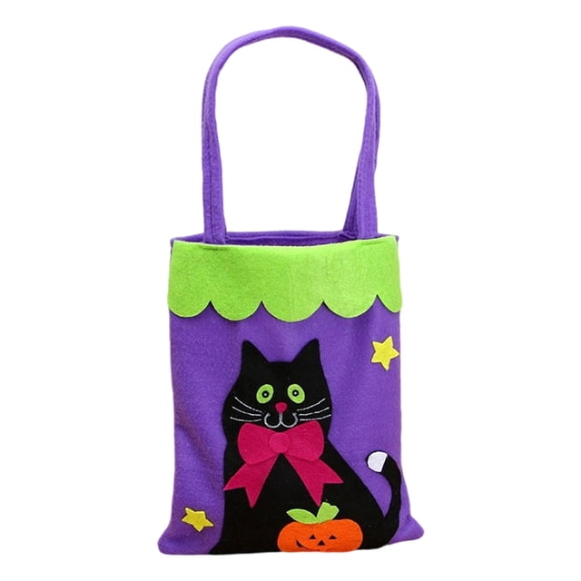 Sacs à Friandises d'Halloween Non Tissés avec Poignées - Sacs de Cadeaux de Fête « Trick or Treat » Mignons avec Motifs de Chat et d'Araignée Effrayants, Bacs de Collecte de Bonbons Réutilisables pour Enfants Halloween (10,4 X 8,6 Pouces)
