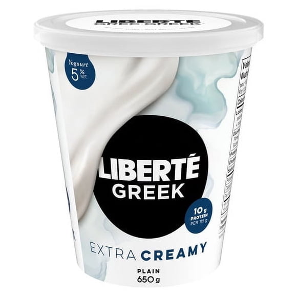 Liberté Greek 5% Extra Creamy Yogurt, Plain, High Protein, 650g