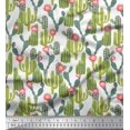 thumbnail image 1 of Soimoi White Poly Georgette Fabric Flower & Cactus Tree Printed Craft Fabric by The Yard 52 Inch Wide, 1 of 3