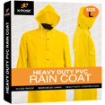thumbnail image 1 of Heavy Duty Yellow Rain Coat – .35mm PVC 48in Raincoat Jacket with Detachable Hood - Waterproof Slicker - Storm Weather  Raining  Fishing  Wet Work Conditions - Small - by Xpose Safety, 1 of 6