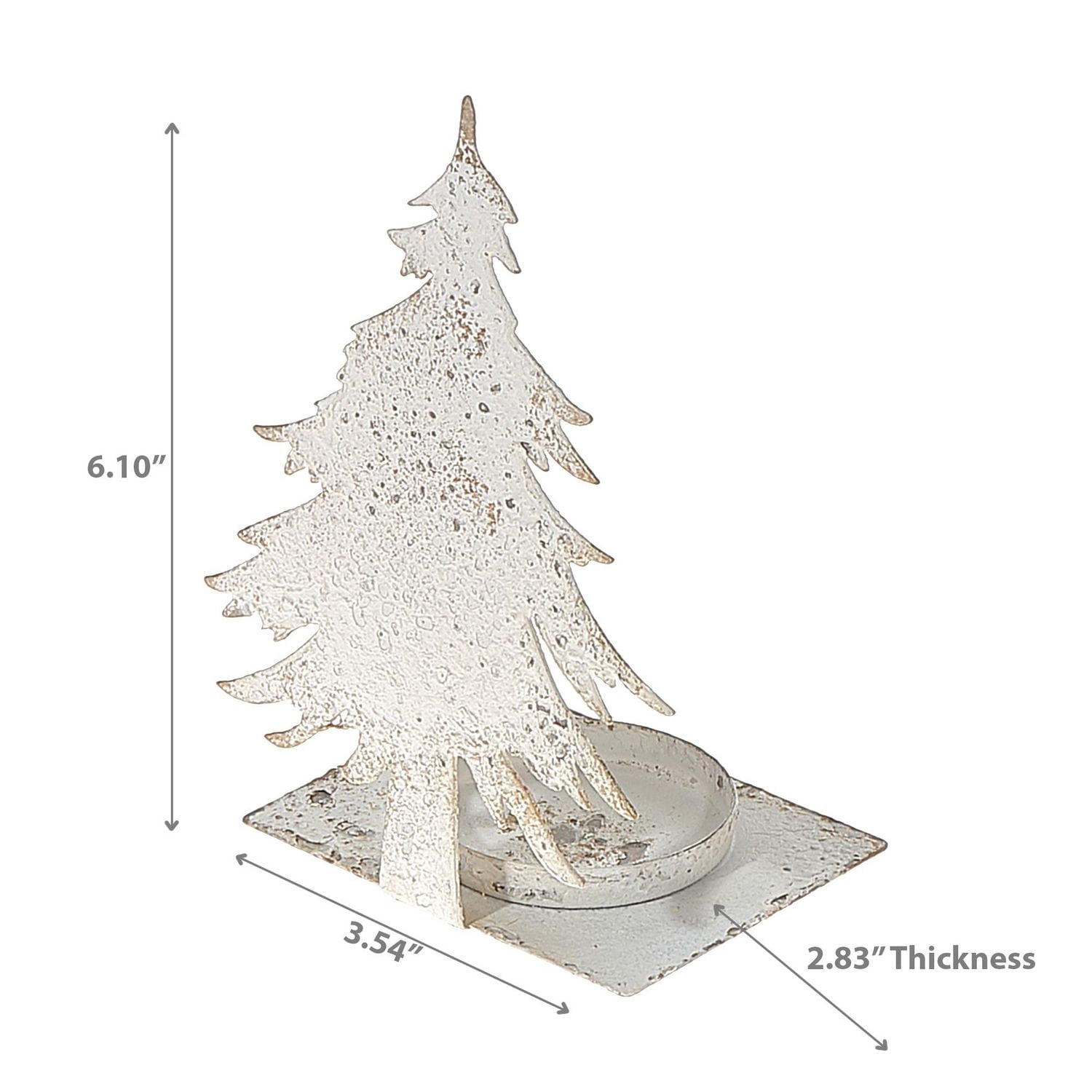 Bougeoir Arbre En Métal Blanc Vieilli