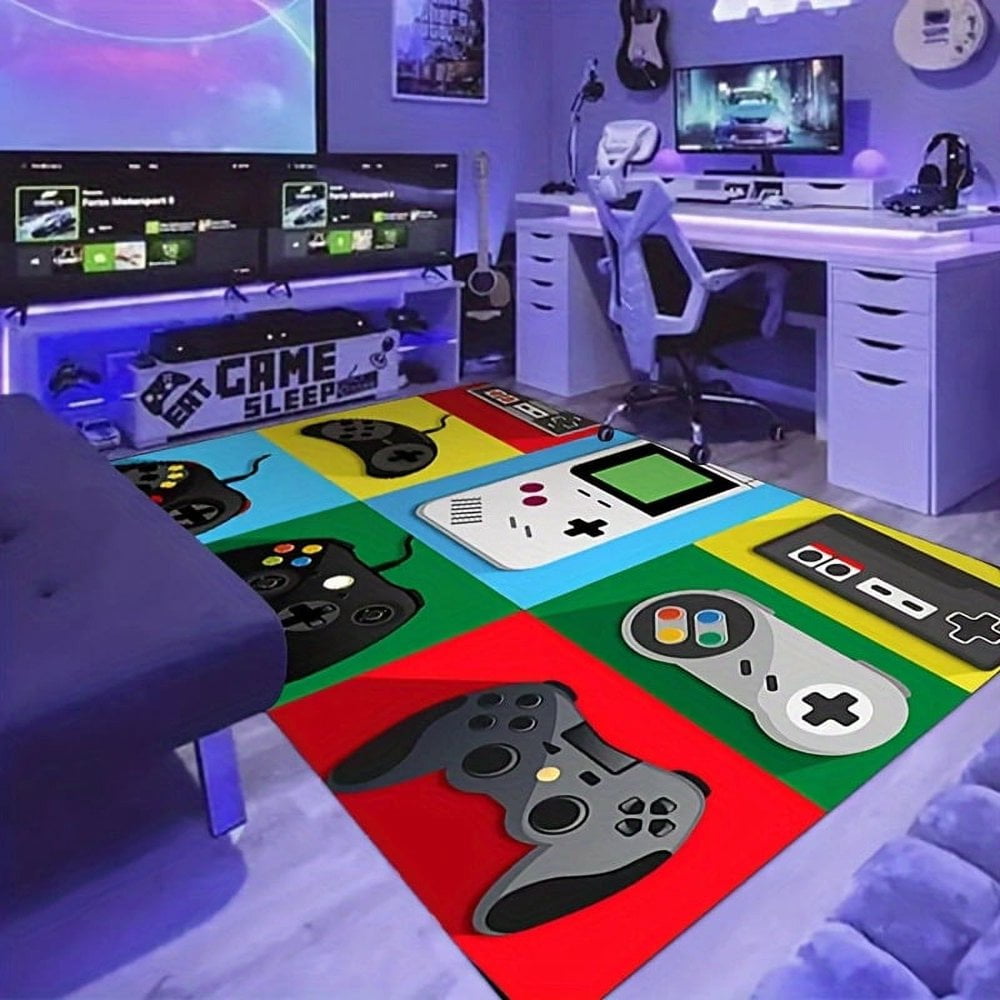 MesaSe Gamer Rug for Boys Room Non-Slip 3D Cool Printed Gaming Rug for Boys Room Game Room Living Room Sofa Floor