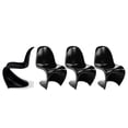 thumbnail image 1 of Heavenly Collections | Modern S-Shaped Plastic Dining Chairs (Set of 4) - Mid-Century Retro High Gloss Black Cantilever Side Chairs for Kitchen & Dining Area, 1 of 9