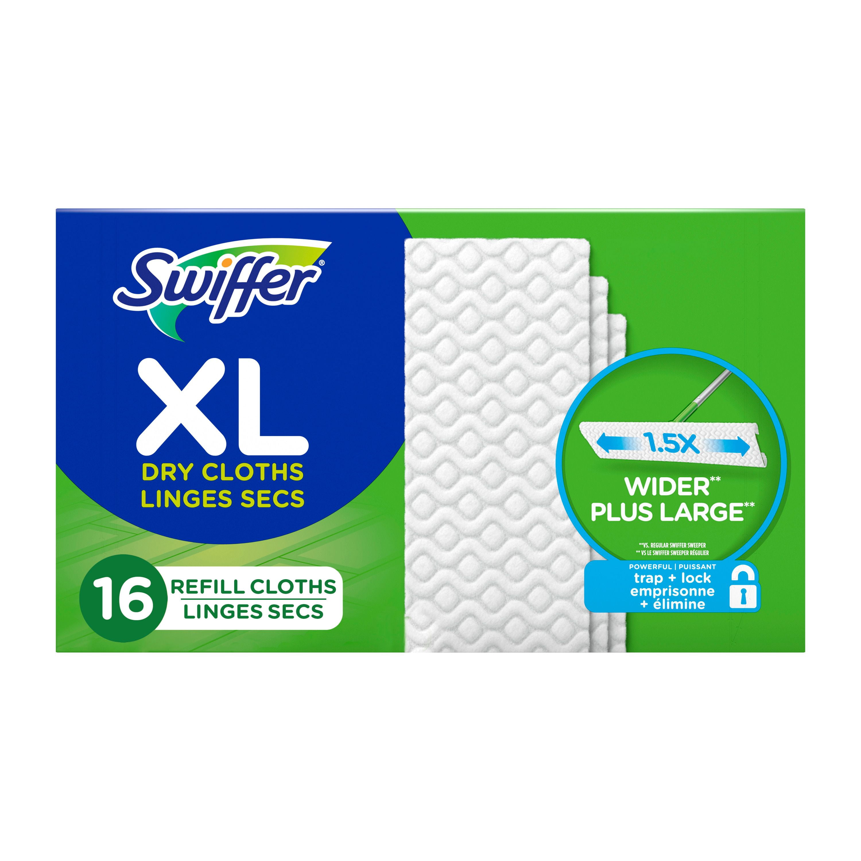 Swiffer Sweep + Mop XL, Dry Pads Refill, Floor Cleaner, Cleaning Cloths, Unscented, 16 Count