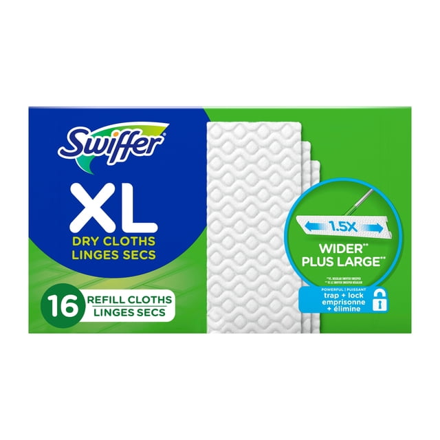 Swiffer Sweep + Mop XL, Dry Pads Refill, Floor Cleaner, Cleaning Cloths, Unscented, 16 Count