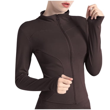Timegard Vestes d'Entraînement pour Femmes à Fermeture Éclair Complète, Haut Court Ajusté, Vestes de Course Athlétiques avec Trous pour les Pouces