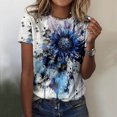 thumbnail image 2 of T-shirt Basique pour Femmes Été Décontracté Col Rond Manches Courtes Imprimé Fleuri T-Shirts Tee Shirt Femme Bleu TTTG, 2 of 4