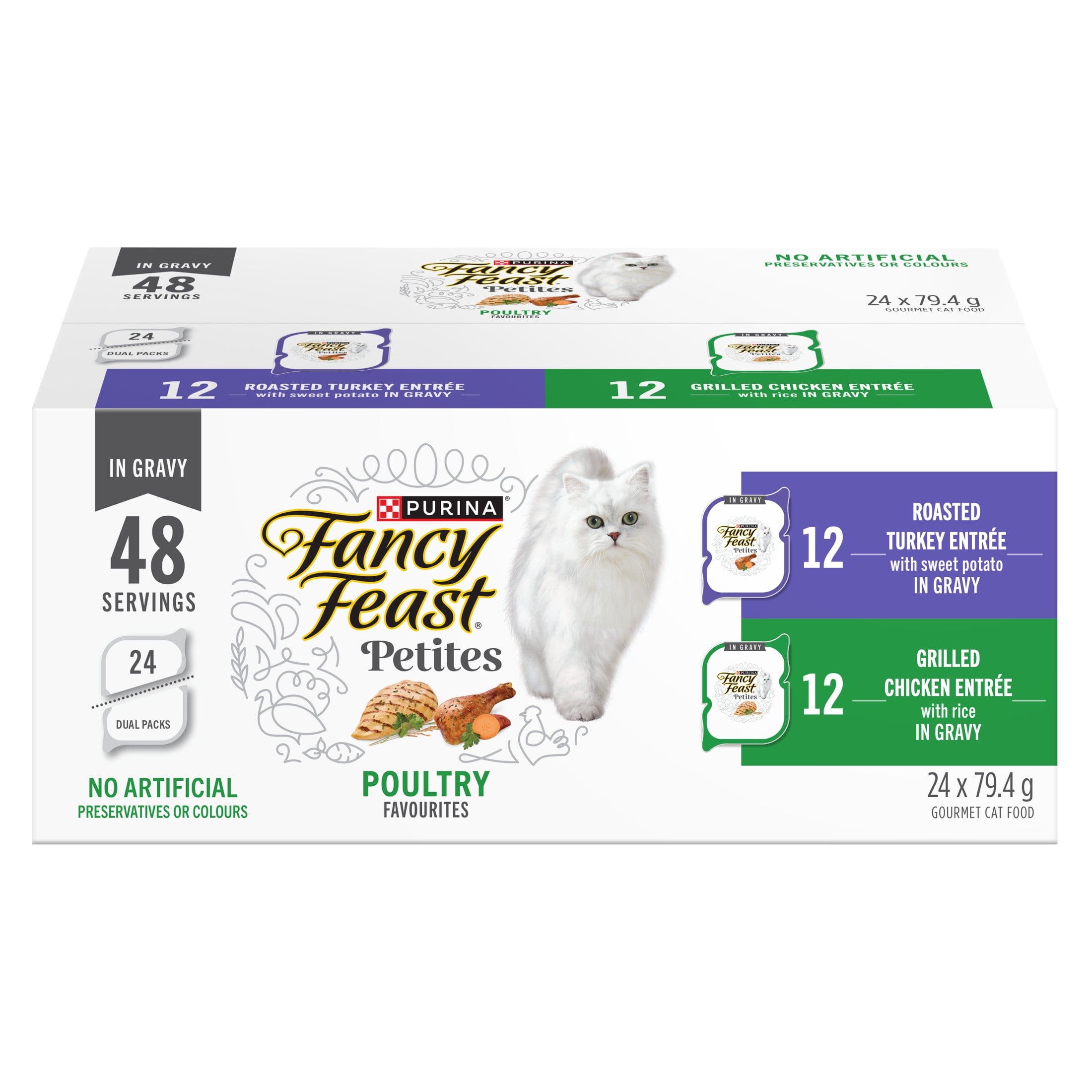 Fancy Feast Petites Poultry Favourites Variety Pack, Wet Cat Food 24 x 79.4 g