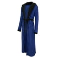 thumbnail image 2 of Innerwin Dressing Gown Solid Color Men Wrap Robe Home Hooded Thicken Plush Bath Robes Blue Black 3XL, 2 of 3