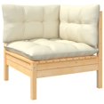 thumbnail image 2 of vidaXL 12 Piece Garden Lounge Set with Cream Cushions Solid Pinewood, 2 of 5