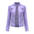 thumbnail image 2 of Veste de Moto Ajustée en Cuir pour Femmes avec Col Montant, 2 of 5