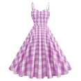 thumbnail image 1 of FcBaudy Robe Sans Manches à Col Rond, Robes d'Été pour Femmes, Robes pour Femmes Robe Vintage à Carreaux pour Femmes avec Ceinture, Bretelles, Grande Longueur Moyenne Robe Femme, 1 of 7