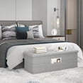 thumbnail image 2 of Costway Fabric Folding Storage Ottoman Storage Chest W/Divider Bed End Bench Light Grey, 2 of 10