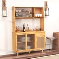 thumbnail image 2 of Costway Bamboo Buffet Cabinet Wine Bar Pantry Cupboard Sideboard with Rattan Sliding Door, 2 of 10