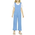 thumbnail image 2 of MIASHUI Combinaisons pour Fille Été Sans Manches Salopettes Enfants Col Rond Pantalons Longs Barboteuses, Bleu, 11-12 Ans, 2 of 5