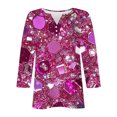 thumbnail image 3 of UPPADA Blouses pour Femmes Grande Taille à Manches 3/4, T-Shirts à Imprimé Floral Teintable, Chemises Décontractées Tendance à Col Rond, Chandails Confortables à Enfiler, Hauts Blouses Mignons d'Été, Chemises à Manches 3/4 pour Femmes, Économie, 3 of 5