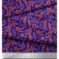 thumbnail image 2 of Soimoi Purple Poly Georgette Fabric Diamond Geometric Printed Craft Fabric by the Yard 42 Inch Wide, 2 of 5