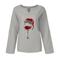thumbnail image 4 of Pompotops Chemise Décontractée en Coton à Manches Longues Imprimée de Noël Col en V pour Femmes, 4 of 4