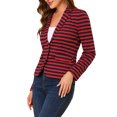 thumbnail image 4 of INSPIRE CHIC Blazer à Rayures pour Femme à Revers Cranté, Manches Longues, Boutonné, S Rouge Bleu, 4 of 8