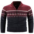 thumbnail image 2 of Cardigan pour Homme à Fermeture Éclair Intégrale, Col Montant, Coupe Ajustée, Chandail Tricoté Décontracté, 2 of 5