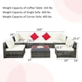 thumbnail image 4 of Costway 7PCS Patio Rattan Furniture Set Sectional Sofa Garden White Cushion, 4 of 10