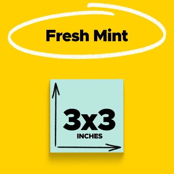 Post-it Feuillets super collants, 76 mm x 76 mm (3 po x 3 po), vert menthe