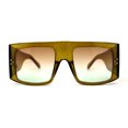 thumbnail image 3 of Oceanic Lens Retro Flat Top Unique Thick Temple Mobster Sunglasses Green Brown Blue, 3 of 4