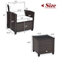 thumbnail image 3 of Gymax 3PCS Outdoor Patio Rattan Conversation Set w/ Coffee Table Red Cushion, 3 of 10