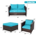 thumbnail image 2 of Costway 5PCS Patio Rattan Furniture Set Loveseat Sofa Ottoman Cushion Turquoise, 2 of 9