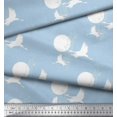 thumbnail image 2 of Soimoi Poly Georgette Fabric Bamboo Tree,Moon & Stork Bird Print Fabric by The Yard 42 Inch Wide, 2 of 3
