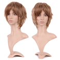 thumbnail image 1 of MesaSe Perruque Synthétique Longue Bouclée avec Frange Cheveux Courts Perruques Résistantes à la Chaleur Perruque Complète pour Femmes Blond Mèches, 1 of 4