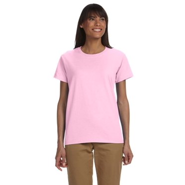 Gildan T-Shirt à Manches Courtes pour Femmes en Coton 100 pour Cent avec Encolure Rubanée. 2000L