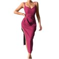 thumbnail image 2 of Gspmoly Robes d'Été, Mode Femmes Été Décontracté Uni Col en V Camis Sans Manches Gilet Robe Longue Robes de Mariage pour Femmes Liquidation, 2 of 6