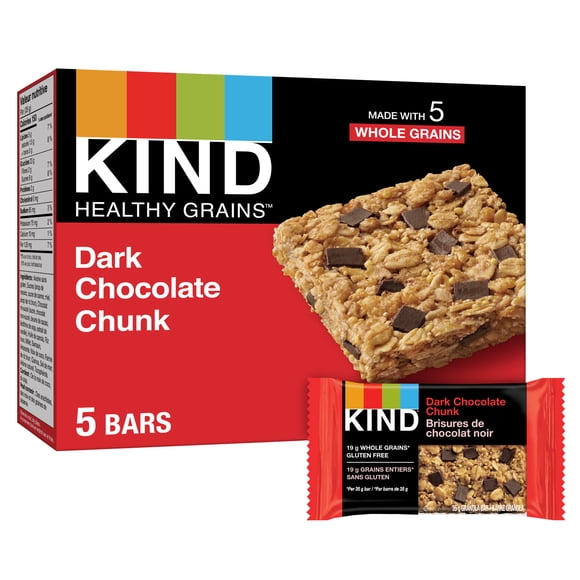 KIND Healthy Grains Bars, Dark Chocolate Chunk, 35g, 5 Bars