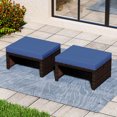 thumbnail image 2 of Costway 2 PCS Patio PE Rattan Ottomans with Soft Zippered Cushions for Deck Outdoor Navy, 2 of 9