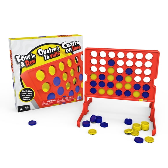 Spin Master Games, Quatre à la suite, jeu pour enfants coloré pour 2 joueurs, jeu de société pour les soirées en famille, pour les enfants à partir de 5 ans