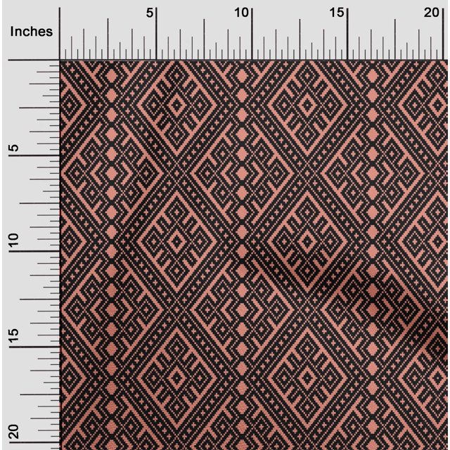 oneOone Polyester Lycra Fabric Ethnic Geometric Flame Stitch Print Fabric By Yard 56 Inch Wide