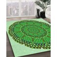 thumbnail image 3 of Ahgly Company Tapis d'Intérieur Lavable en Machine Carré Vert Jade Transitionnel, 7 Pieds Carré, 3 of 7