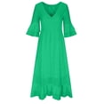 thumbnail image 4 of Robes pour Femmes Robe d'Été pour Femmes Nouvelle Allure Élégante à Col en V à Manches Mi-Longues Couleur Robe de Vacances en Liquidation, 4 of 6
