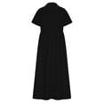 thumbnail image 4 of Kyusrd Robe en Lin pour Femmes à Manches Courtes Robe d'Été Robe Longue de Plage Col Ras du Cou Ample à Demi-Manches Robe Maxi Unie, 4 of 7