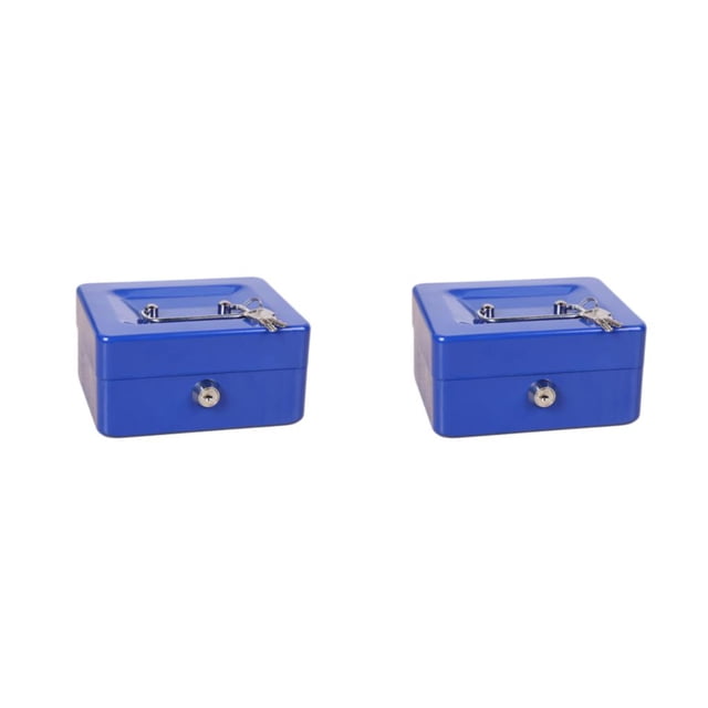 ZheElen Lightweight Portable Metal Money Box - Cash Safe And Organized Easy To Money Box With Double Layer blue 2Set