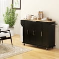 thumbnail image 2 of HOMCOM Kitchen Island on Wheels, Kitchen Cart with Solid Wood Top, Black, 2 of 10