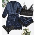 thumbnail image 4 of Hot6sl Économies d'Été Liquidation Robes, Lingerie Femme Mignonne Imprimé Cœur Satin Ceinturé Robe Camisole Shorts Pyjamas, Pyjamas Femme/marine, TG, 4 of 4