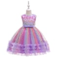 thumbnail image 2 of FhsagQ Robes Princesse Robes de Noël pour Filles 4T Tout-Petits Enfants Filles Imprimés Sans Manches Fête Vacances Photographie Costume Style Cour Robe en Maille Vêtements Princesse Violet 3-4 Ans, 2 of 4
