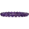 thumbnail image 1 of Natural A Grade Amethyst Gemstone 8mm Purple Crystal Round Beads Stretch Bracelet 7 Inch, 1 of 5