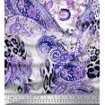 thumbnail image 1 of Soimoi Blue Rayon Fabric Paisley & Leopard Animal Skin Decor Fabric Printed Yard 56 Inch Wide, 1 of 3