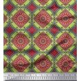 thumbnail image 1 of Soimoi Silk Fabric Floral Mandala Printed Fabric 1 Yard 42 Inch Wide, 1 of 3