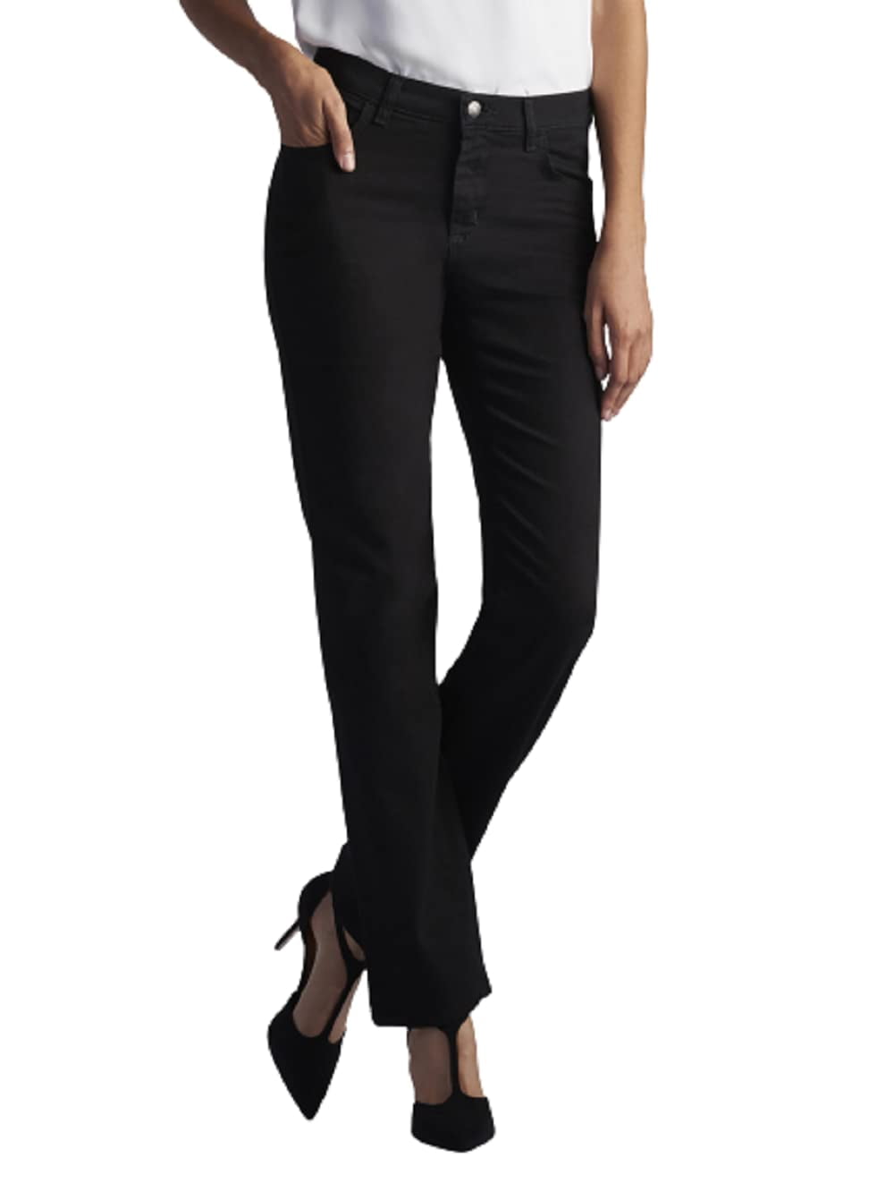 LEE Women's Relaxed Fit Straight Leg Jean, Black, 12