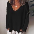 thumbnail image 2 of Pompotops T-Shirt Décontracté à Manches Longues Col en V Uni pour Femmes Blouse Gégulaire Pull, 2 of 4